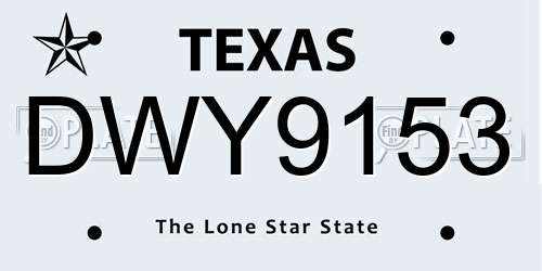 DWY9153 Texas License Plate