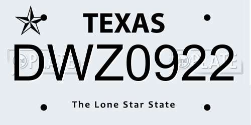 DWZ0922 Texas License Plate