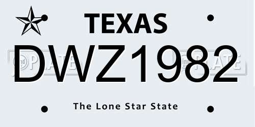 DWZ1982 Texas License Plate