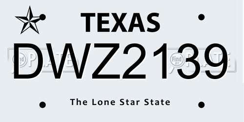 DWZ2139 Texas License Plate