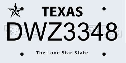 DWZ3348 Texas License Plate