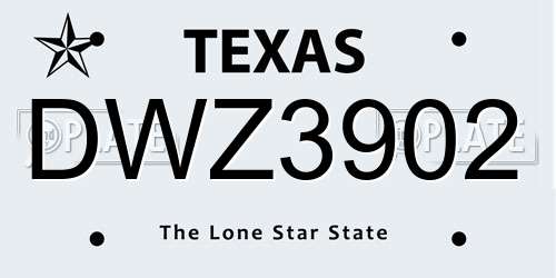 DWZ3902 Texas License Plate