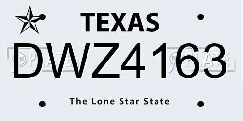 DWZ4163 Texas License Plate