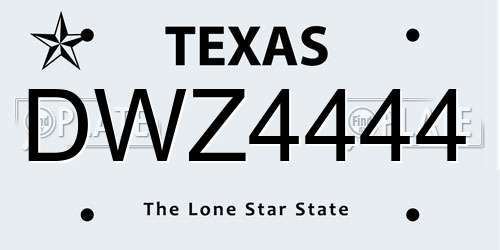 DWZ4444 Texas License Plate