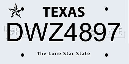 DWZ4897 Texas License Plate