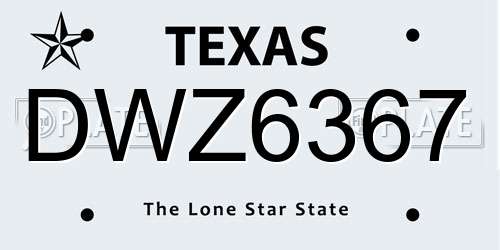 DWZ6367 Texas License Plate