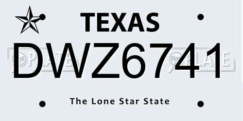 DWZ6741 Texas License Plate