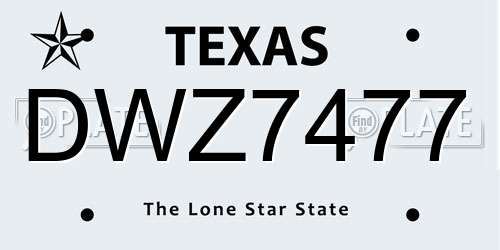 DWZ7477 Texas License Plate