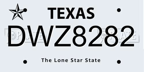 DWZ8282 Texas License Plate