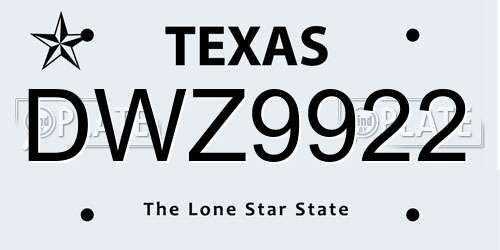 DWZ9922 Texas License Plate
