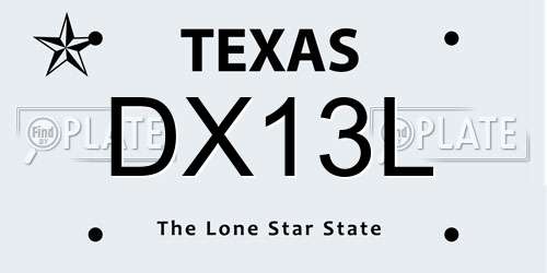 DX13L Texas License Plate