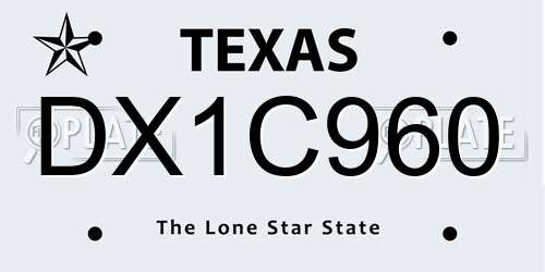 DX1C960 Texas License Plate