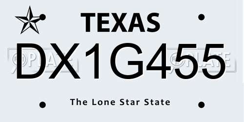 DX1G455 Texas License Plate