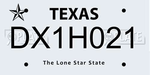 DX1H021 Texas License Plate