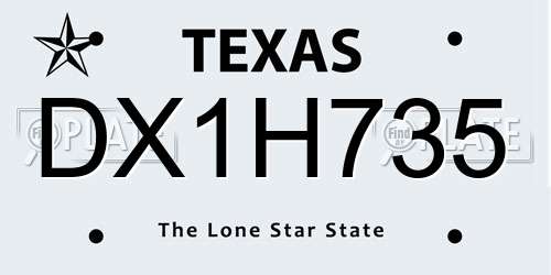 DX1H735 Texas License Plate