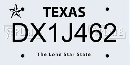 DX1J462 Texas License Plate