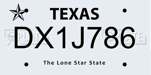 DX1J786 Texas License Plate