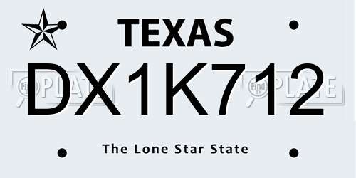 DX1K712 Texas License Plate