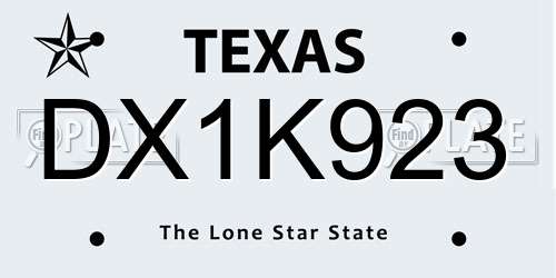 DX1K923 Texas License Plate