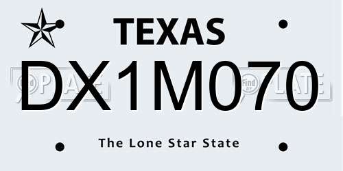 DX1M070 Texas License Plate