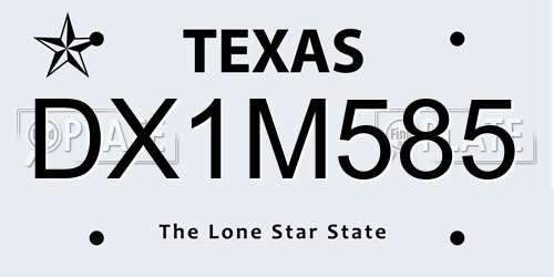 DX1M585 Texas License Plate