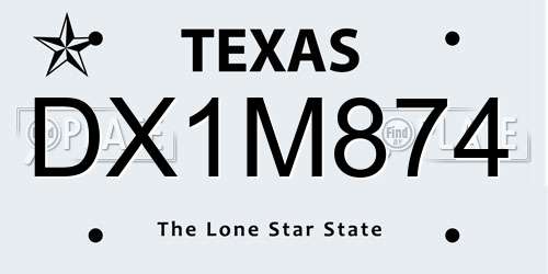 DX1M874 Texas License Plate