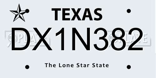 DX1N382 Texas License Plate