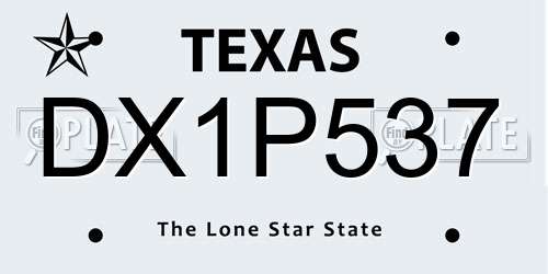 DX1P537 Texas License Plate