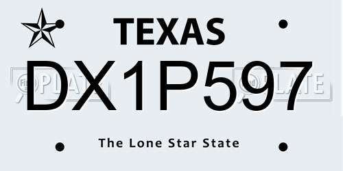 DX1P597 Texas License Plate