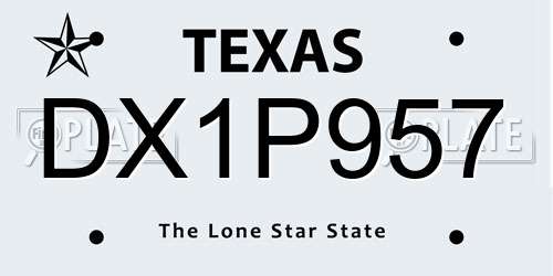 DX1P957 Texas License Plate