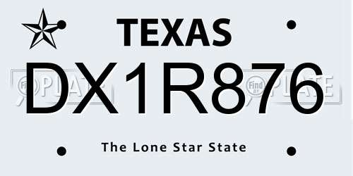 DX1R876 Texas License Plate