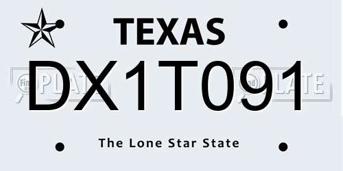 DX1T091 Texas License Plate