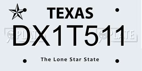 DX1T511 Texas License Plate