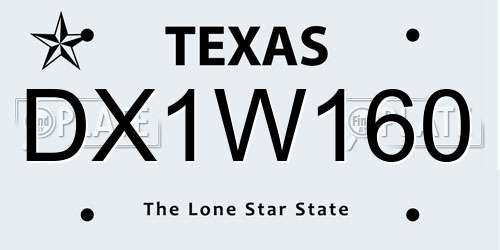 DX1W160 Texas License Plate
