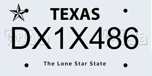 DX1X486 Texas License Plate
