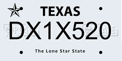 DX1X520 Texas License Plate