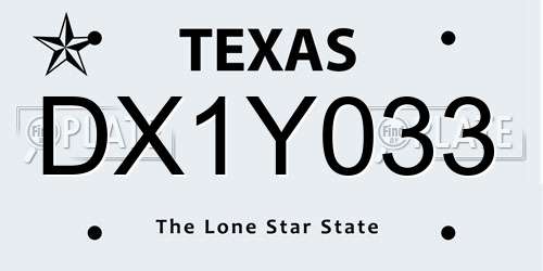 DX1Y033 Texas License Plate