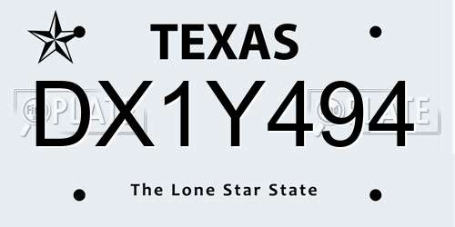DX1Y494 Texas License Plate