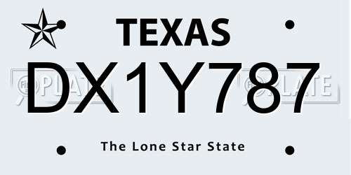 DX1Y787 Texas License Plate