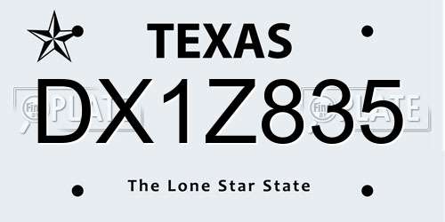 DX1Z835 Texas License Plate