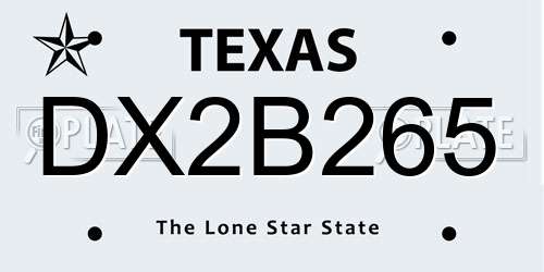 DX2B265 Texas License Plate