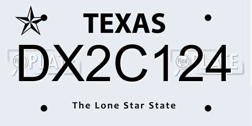 DX2C124 Texas License Plate