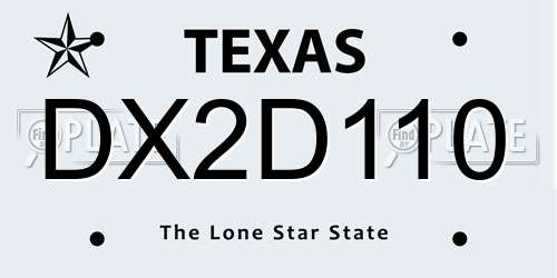 DX2D110 Texas License Plate