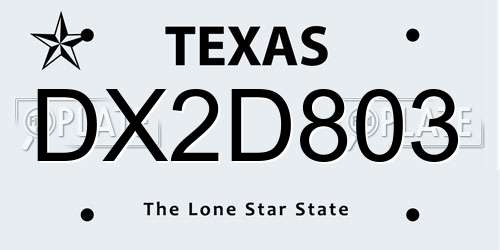 DX2D803 Texas License Plate