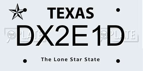 DX2E1D Texas License Plate