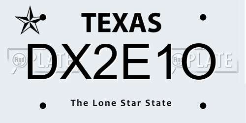 DX2E1O Texas License Plate
