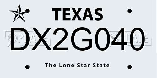 DX2G040 Texas License Plate