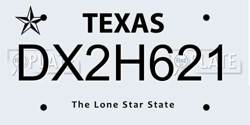 DX2H621 Texas License Plate