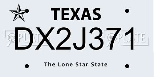 DX2J371 Texas License Plate