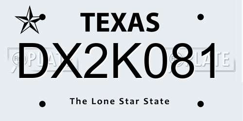 DX2K081 Texas License Plate